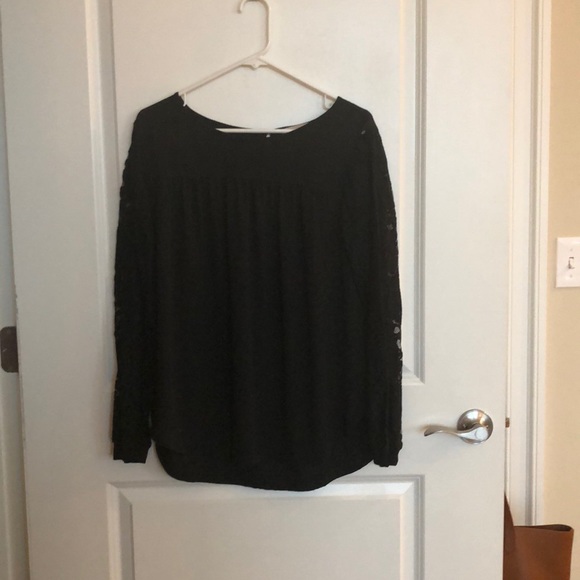 LOFT Tops - Black LOFT blouse with crochet sleeves